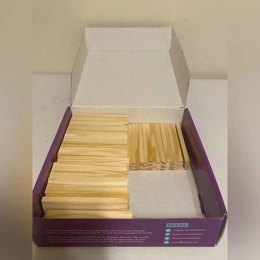 MindWare Keva Brain Builders Deluxe STEM Building Toy Includes 74 KEVA‎ Planks